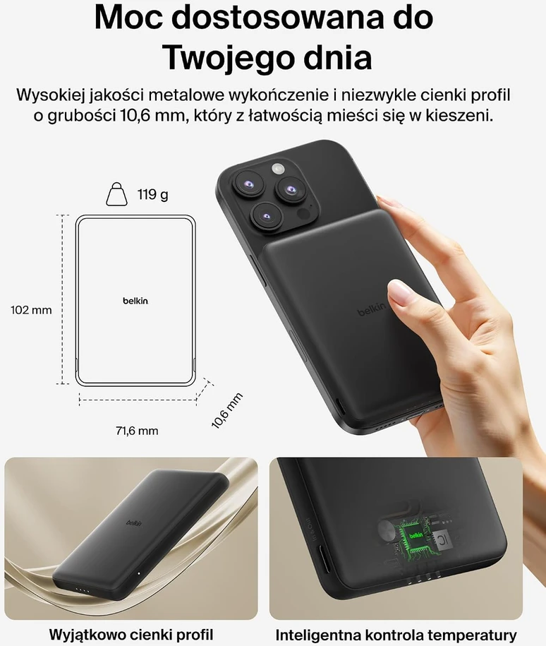 Belkin magnetinis belaidis išorinis akumuliatorius BoostCharge 5000 mAh USB-C BPD010hqBK