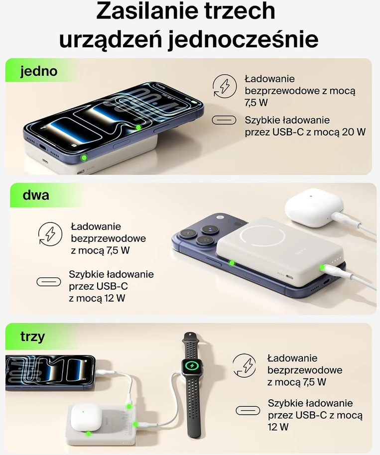 Belkin magnetinis belaidis išorinis akumuliatorius 10000 mAh Qi2 7,5 W BPD017hqSA