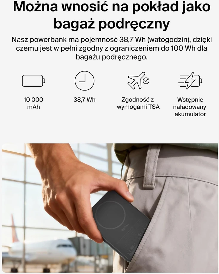 Belkin magnetinis belaidis išorinis akumuliatorius 10000 mAh Qi2 15 W BPD018hqBK