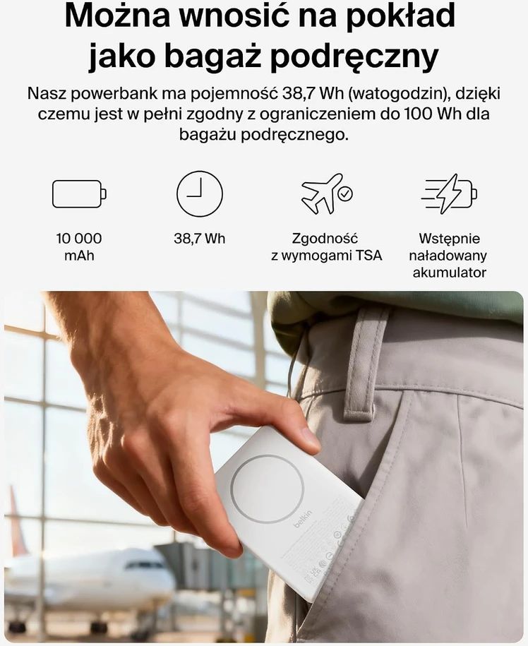Belkin magnetinis belaidis išorinis akumuliatorius 10000 mAh Qi2 20 W BPD015hqWH