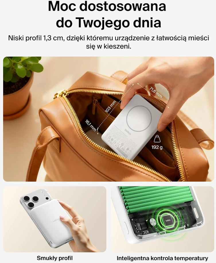 Belkin magnetinis belaidis išorinis akumuliatorius 10000 mAh Qi2 20 W BPD015hqWH