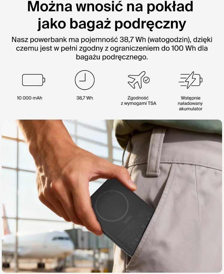 Belkin magnetinis belaidis išorinis akumuliatorius 10000 mAh Qi2 20 W BPD015hqBK