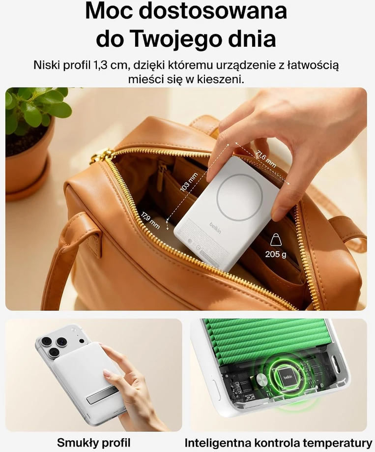 Belkin magnetinis belaidis išorinis akumuliatorius 10 000 mAh, Qi2, 15 W, BPD016hqWH