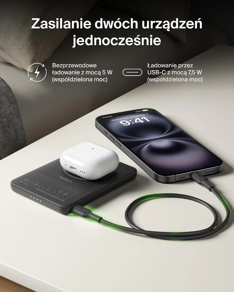 Belkin magnetinis belaidis išorinis akumuliatorius BoostCharge 5000 mAh USB-C BPD010hqBK