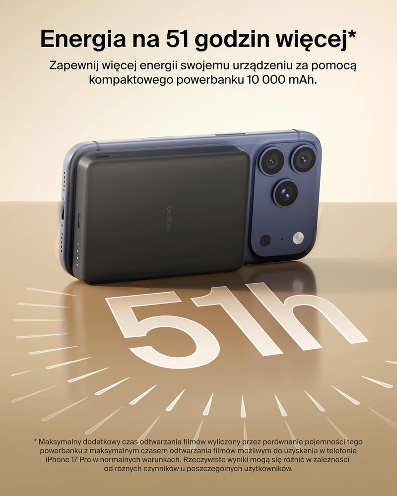 Belkin magnetinis belaidis išorinis akumuliatorius 10000 mAh Qi2 20 W BPD015hqBK