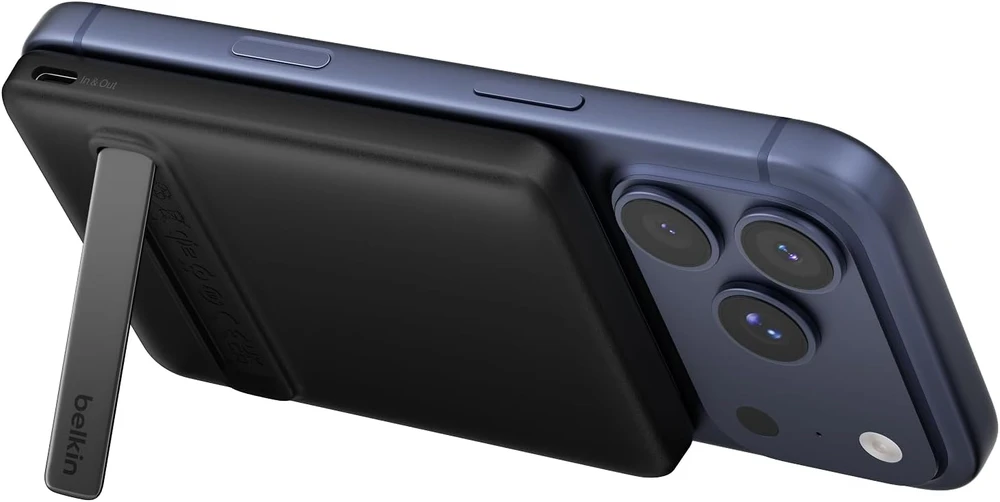 Belkin magnetinis power bankas 5000 mAh su Qi2 15 W belaidžiu krovimu ir USB-C, juodas, BPD011hqBK