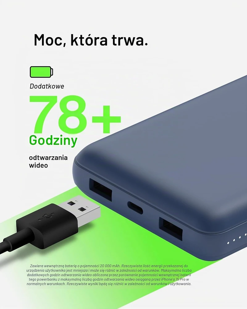 Išorinė baterija - Belkin 20000mAh, mėlyna