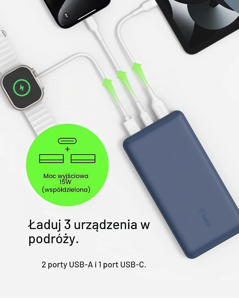 Išorinė baterija - Belkin 20000mAh, mėlyna