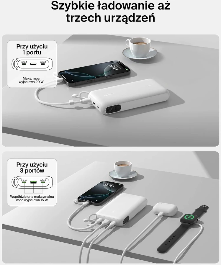 Belkin nešiojamasis įkroviklis BoostCharge 20000 mAh 20 W su ekranu BPB028hqWH