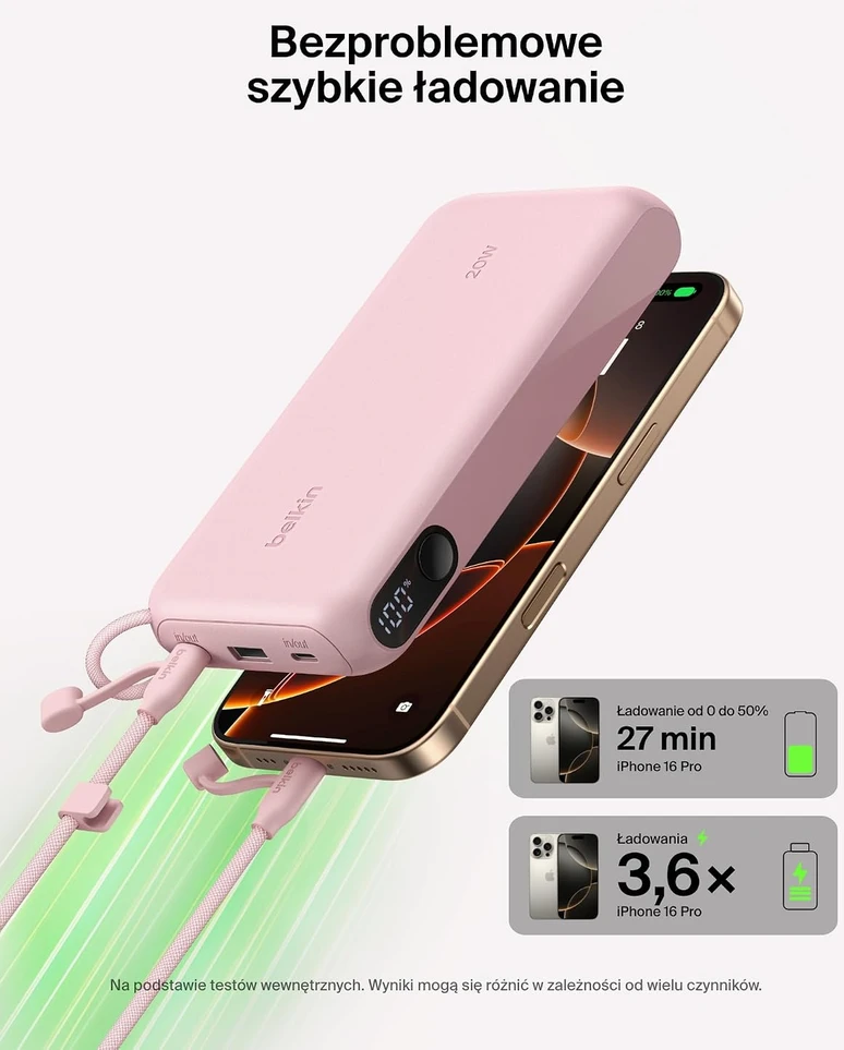 Belkin Powerbank 20 000 mAh, 20 W, USB-C ir USB-A, su ekranu, BPB028hqPK