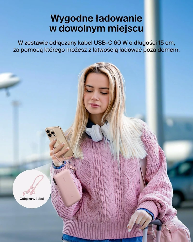 Belkin Powerbank 20 000 mAh, 20 W, USB-C ir USB-A, su ekranu, BPB028hqPK