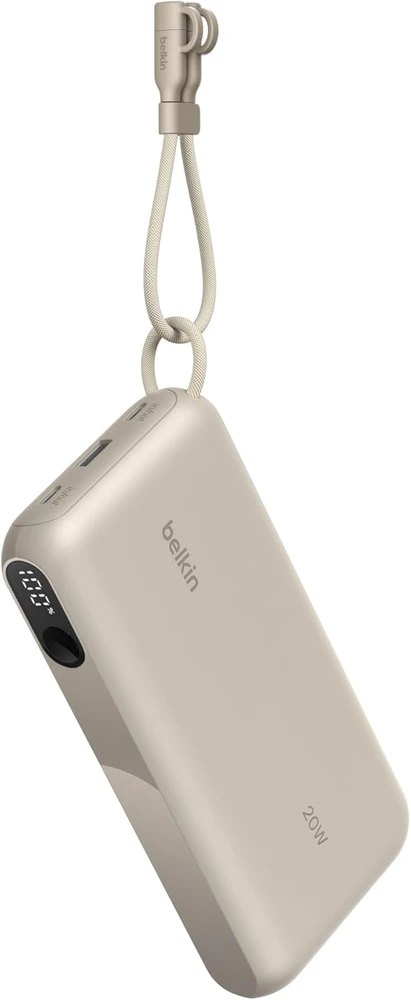 Belkin Powerbank BoostCharge 20 000 mAh su ekranu, 20 W, smėlio spalvos BPB028hqSD