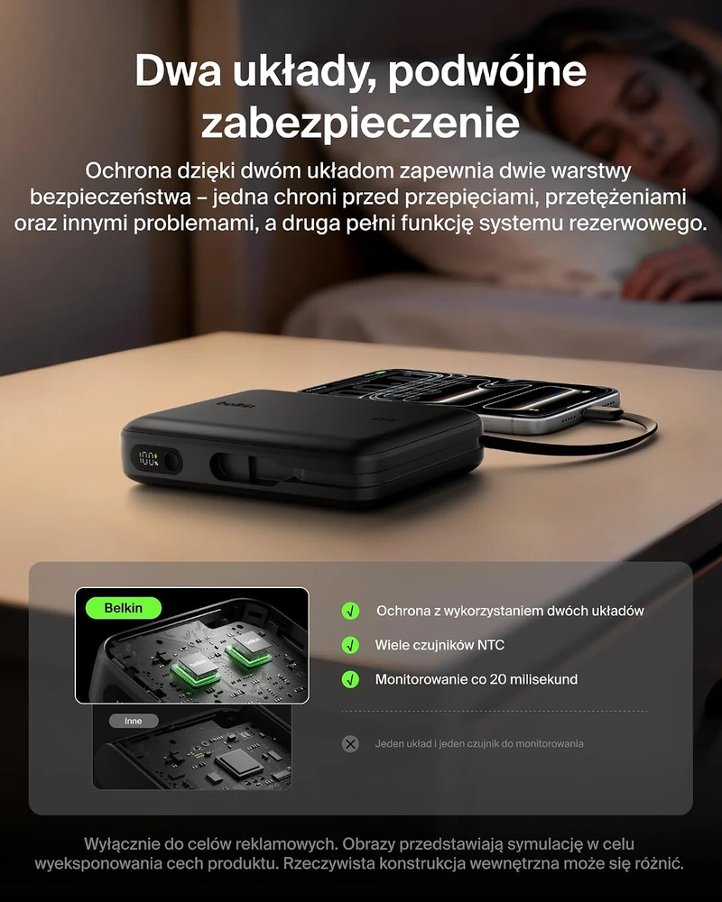 Belkin UltraCharge išorinė baterija 20 000 mAh, 45 W, su integruotu USB-C kabeliu BPB036hqBK
