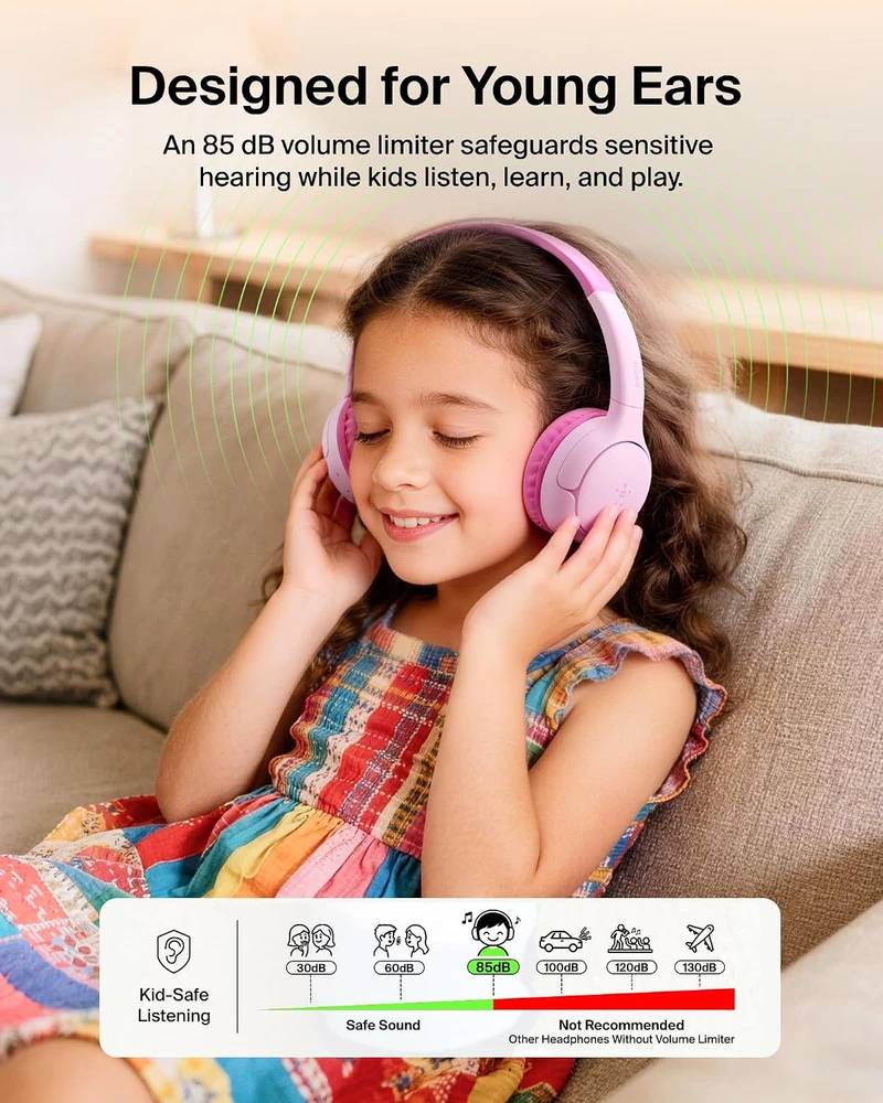 Belkin vaikiškos ant ausų Bluetooth ausinės su mikrofonu, 55 h, 85 dB, AUD012hqPKCS