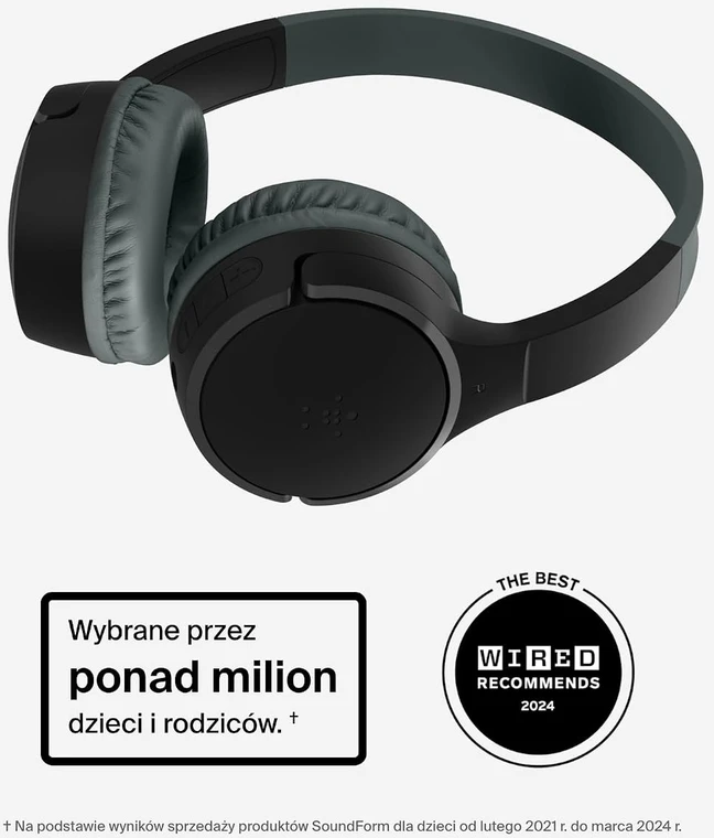 Belkin vaikiškos belaidės ant ausų dedamos ausinės Bluetooth 5.3, 30 h, SoundForm Mini AUD002btBKV3