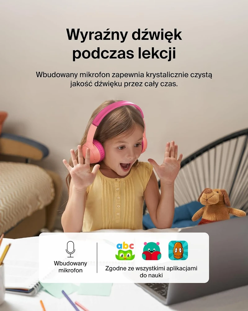 Belkin vaikiškos belaidės ant ausų dedamos Bluetooth ausinės SoundForm Mini AUD002btPKV3