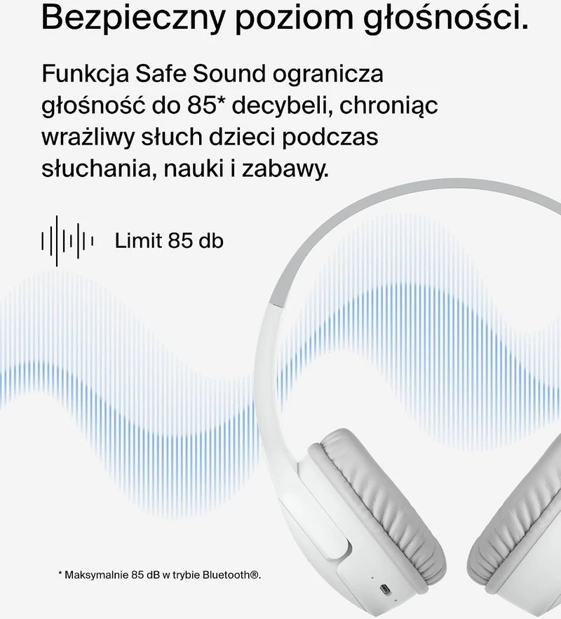 Belkin vaikiškos belaidės ant ausų dedamos Bluetooth ausinės su mikrofonu, 30 val., SoundForm Mini AUD002btWTV3