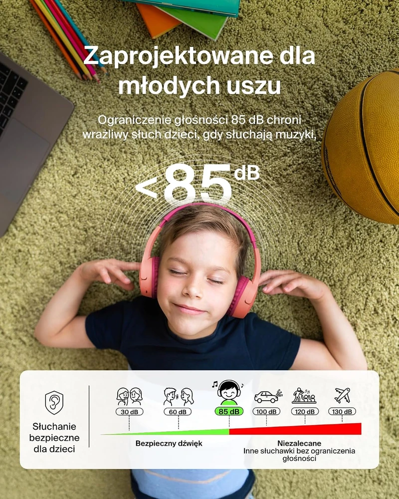 Belkin vaikiškos belaidės ant ausų dedamos Bluetooth ausinės SoundForm Mini AUD002btPKV3