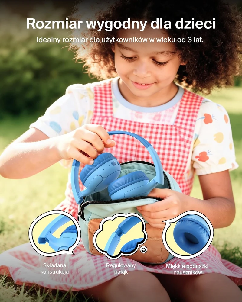 Belkin vaikiškos belaidės ant ausų dedamos Bluetooth 5.4 ausinės SoundForm Mini 2 AUD012hqBL