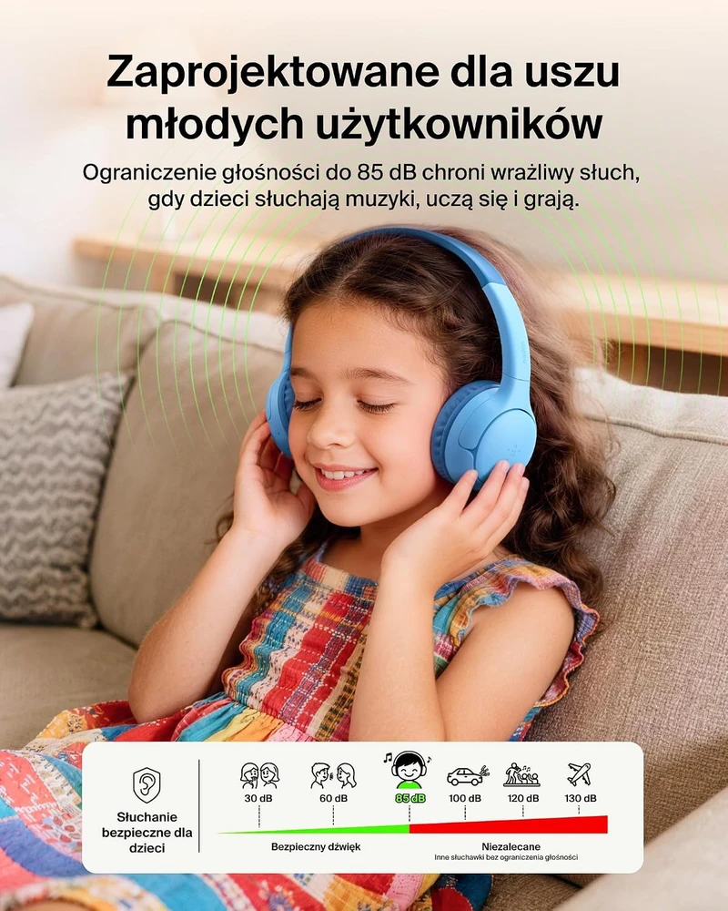 Belkin vaikiškos belaidės ant ausų dedamos Bluetooth 5.4 ausinės SoundForm Mini 2 AUD012hqBL