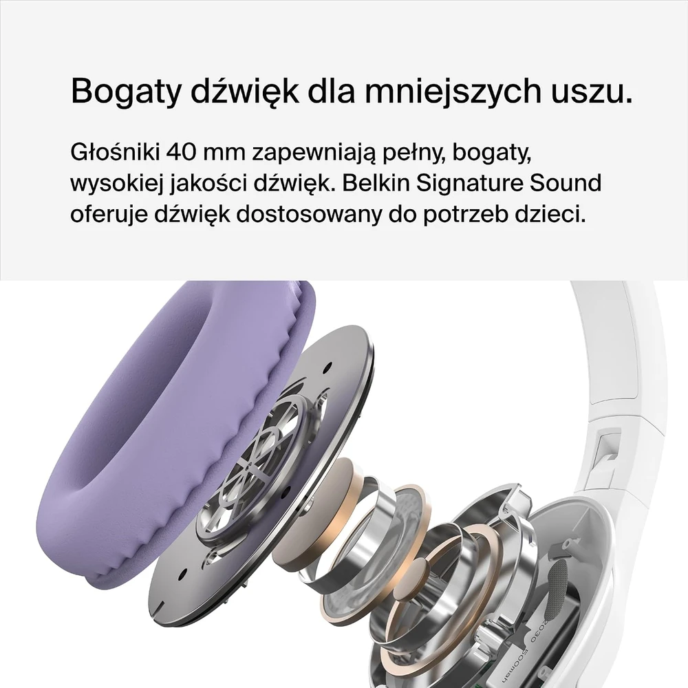 Belkin vaikiškos belaidės ant ausų dedamos ausinės Bluetooth 5.2 su mikrofonu AUD006btLV