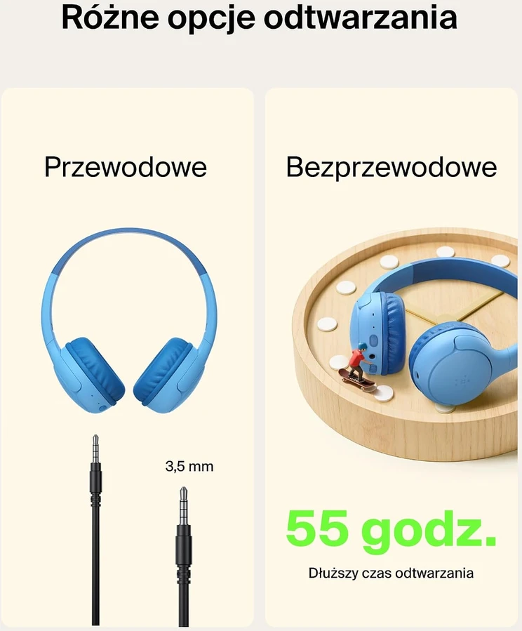 Belkin vaikiškos belaidės ant ausų dedamos Bluetooth 5.4 ausinės SoundForm Mini 2 AUD012hqBL