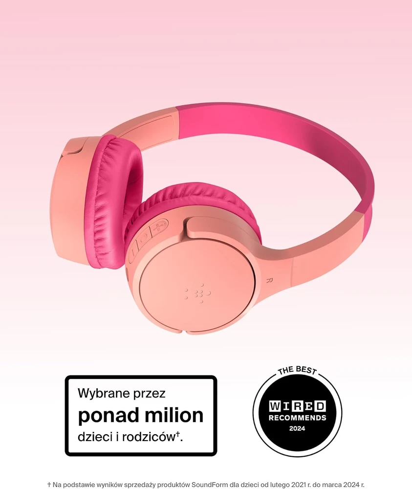 Belkin vaikiškos belaidės ant ausų dedamos Bluetooth ausinės SoundForm Mini AUD002btPKV3