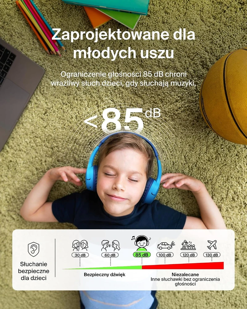 Belkin vaikiškos belaidės ant ausų dedamos Bluetooth ausinės su mikrofonu SoundForm Mini AUD002btBLV3