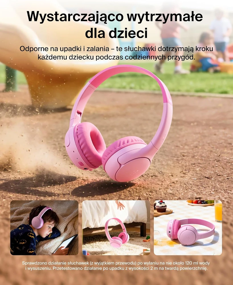 Belkin vaikiškos Bluetooth ant ausų dedamos ausinės SoundForm Mini 2, rožinės AUD012hqPK