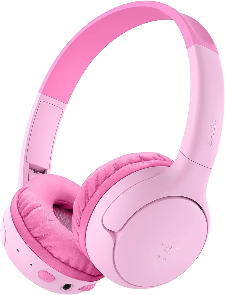 Belkin vaikiškos Bluetooth ant ausų dedamos ausinės SoundForm Mini 2, rožinės AUD012hqPK