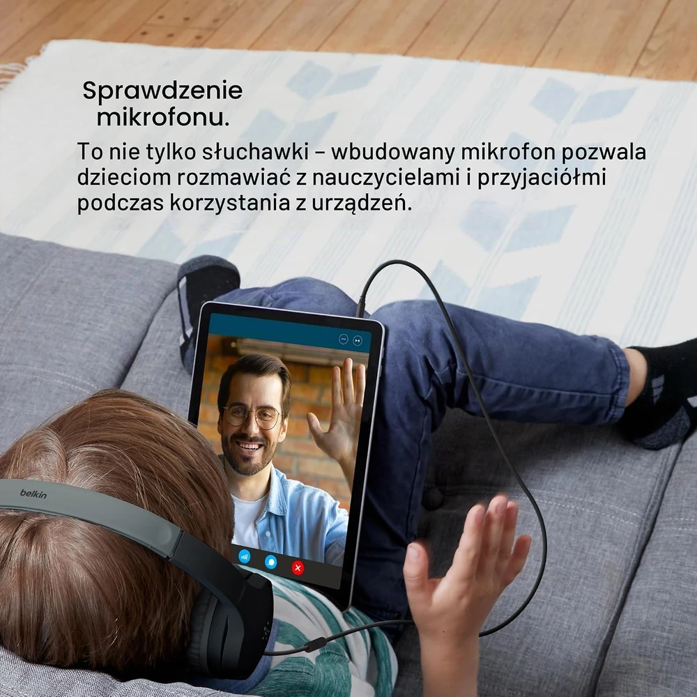 Belkin vaikiškos laidinės ant ausų ausinės su mikrofonu, 3,5 mm jungtimi, 85 dB, AUD004btBL
