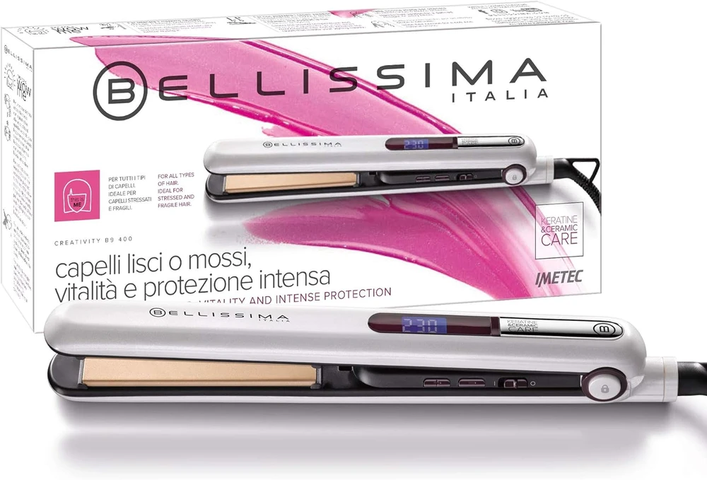 Bellissima plaukų tiesintuvas B9 400 su keramine ir keratino danga, 150–230 °C