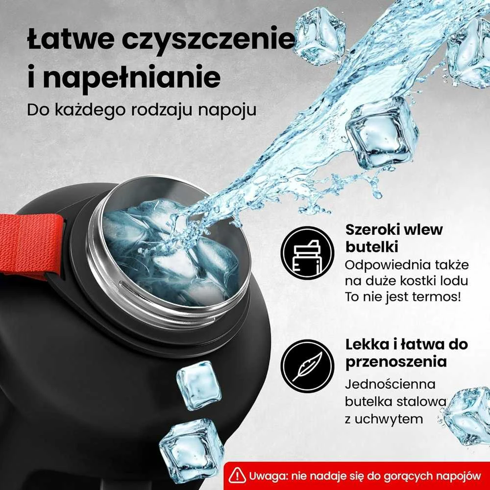 Bemaxx ACTIVE FLASK Nerūdijančio plieno gertuvė su šiaudeliu 2200 ml, juoda