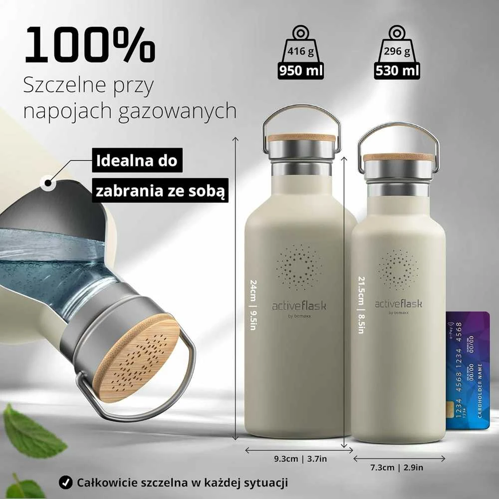 Bemaxx ACTIVE FLASK Nerūdijančio plieno gertuvė su šiaudeliu 950 ml, balta