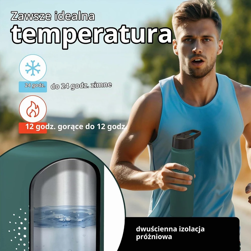 BeMaxx termosas-gertuvė su šiaudeliu, 680 ml, 3 dangteliai, WMB-23OZ-Teal