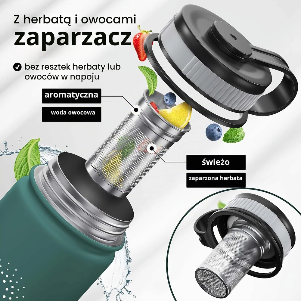 BeMaxx termosas-gertuvė su šiaudeliu, 680 ml, 3 dangteliai, WMB-23OZ-Teal