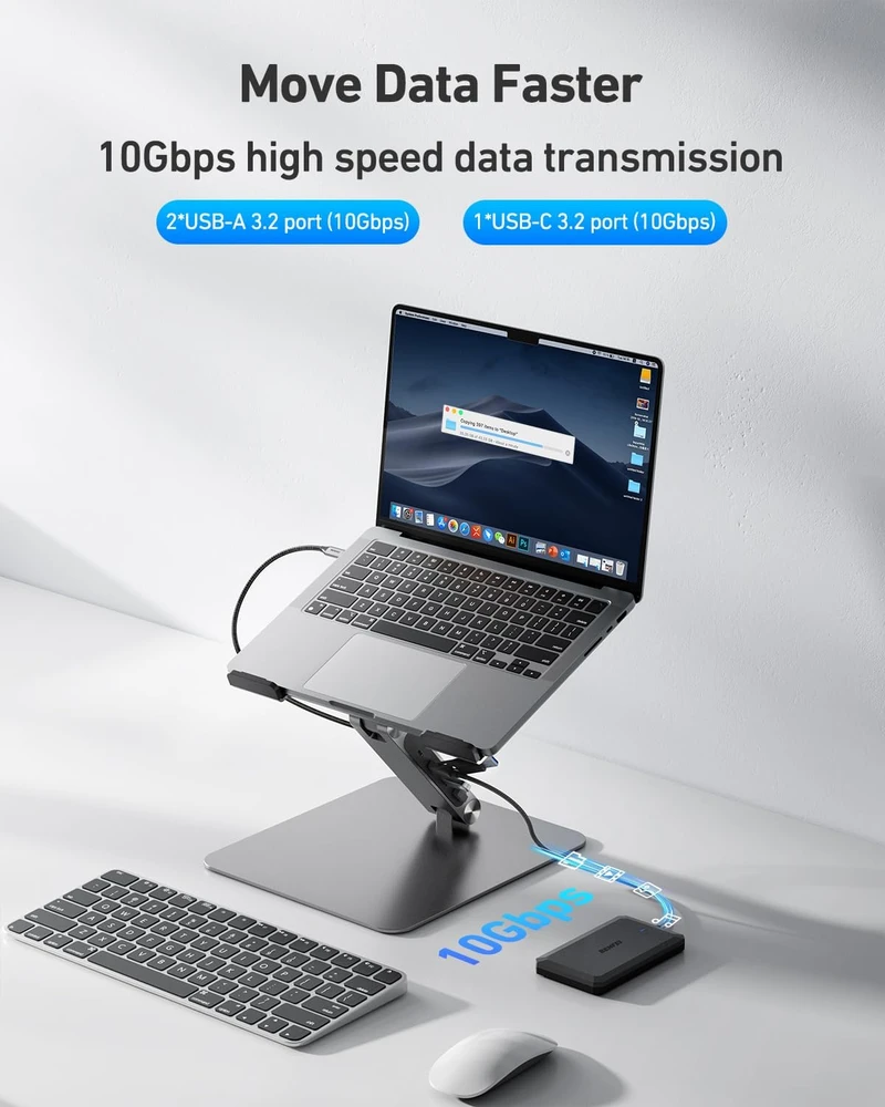BENFEI nešiojamojo kompiuterio stovas su USB-C 6 viename dokine stotele, BNF-ACC-0398G