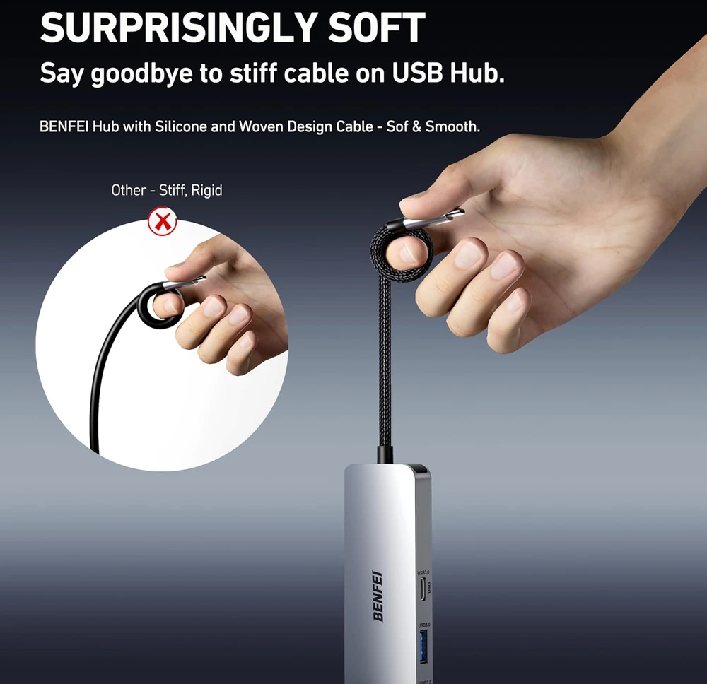 BENFEI USB-C šakotuvas 6 viename su HDMI 4K 60 Hz, 100 W įkrovimu ir Gigabit Ethernet BNF-USBC-0379G