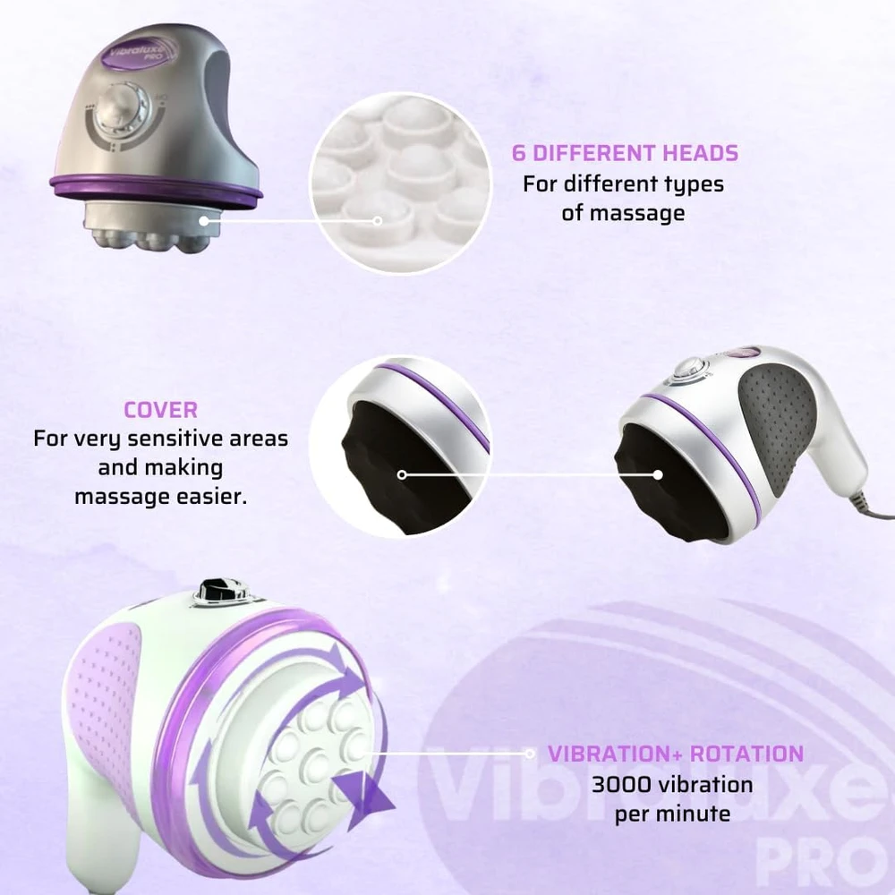 Best Direct anticeliulitinis elektrinis masažuoklis Vibraluxe Pro 5 viename, 3000 aps./min., 5 keičiamos galvutės