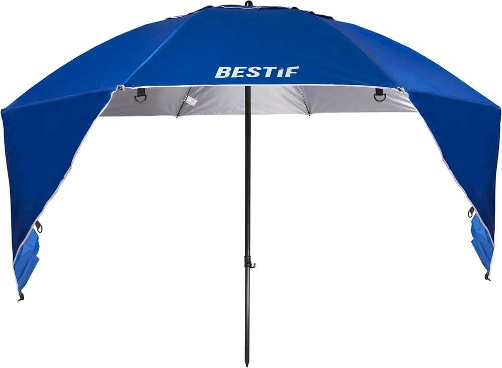 BESTIF sodo ir paplūdimio skėtis-paravanas UV50, 210 × 220 cm, sulankstomas, mėlynas