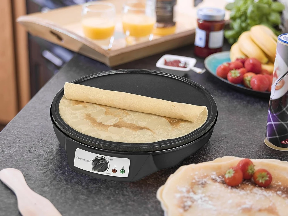 Bestron blynų kepimo aparatas su 30 cm plokšte, 1000 W, nepridegančia danga, ASW602Z