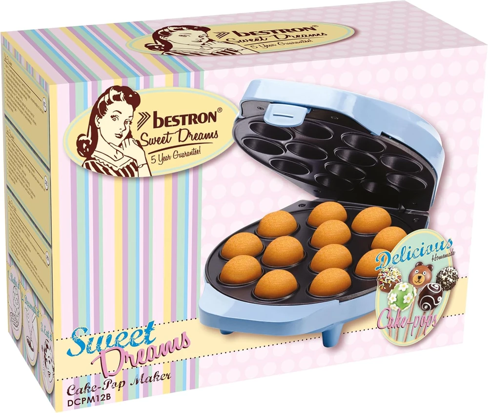 Bestron „Cake Pop“ pyragaičių keptuvė su 12 formelių, 35 mm, 700 W, DCPM12B