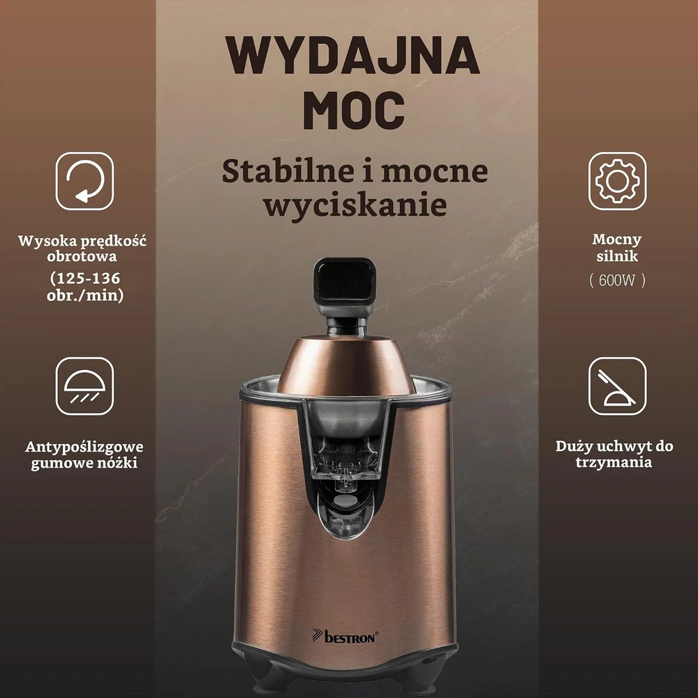 Bestron elektrinė citrusinių vaisių sulčiaspaudė 450 ml su Soft-Press svirtimi ACJ600CO