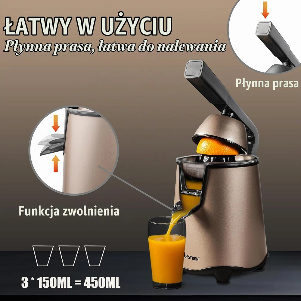 Bestron elektrinė citrusinių vaisių sulčiaspaudė 450 ml, 200 W, ACJ600SAT