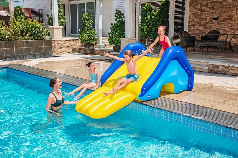 Bestway baseino čiuožykla, PVC, integruotas vandens purkštuvas, 247 × 124 × 100 cm, 52453