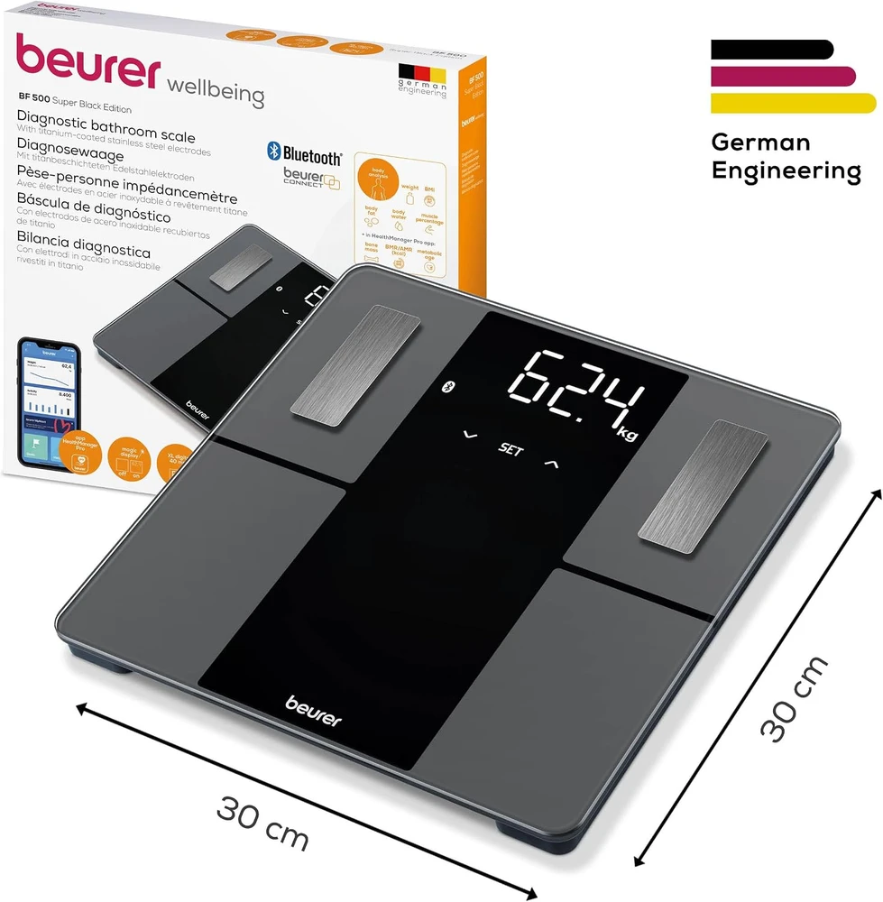 Diagnostinės svarstyklės BEURER BF 500 Super Juodas Edition, su su Bluetooth