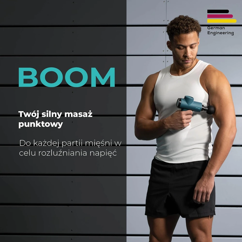 Beurer masažinis pistoletas BOOM, 5 intensyvumo lygiai, 4 antgaliai, 3000 aps./min., 10346