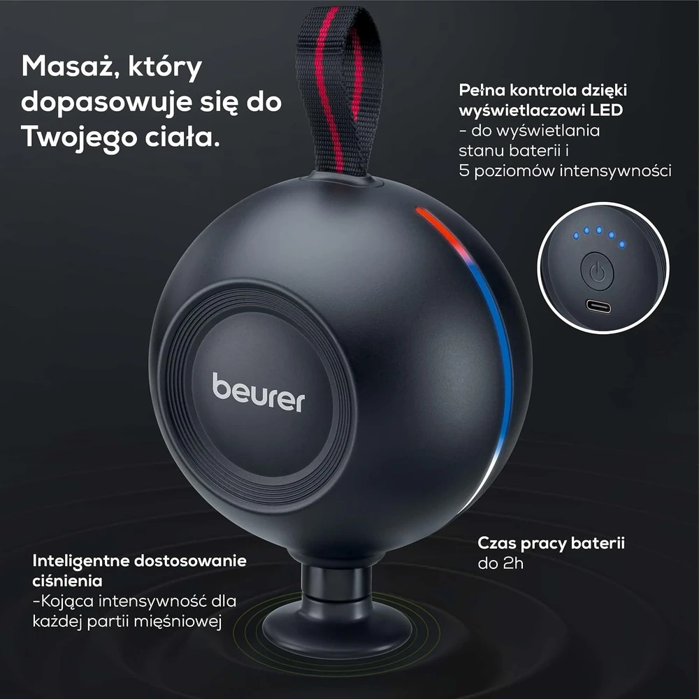 Beurer masažinis pistoletas MG101 SensorBoost su slėgio jutikliu ir 5 antgaliais