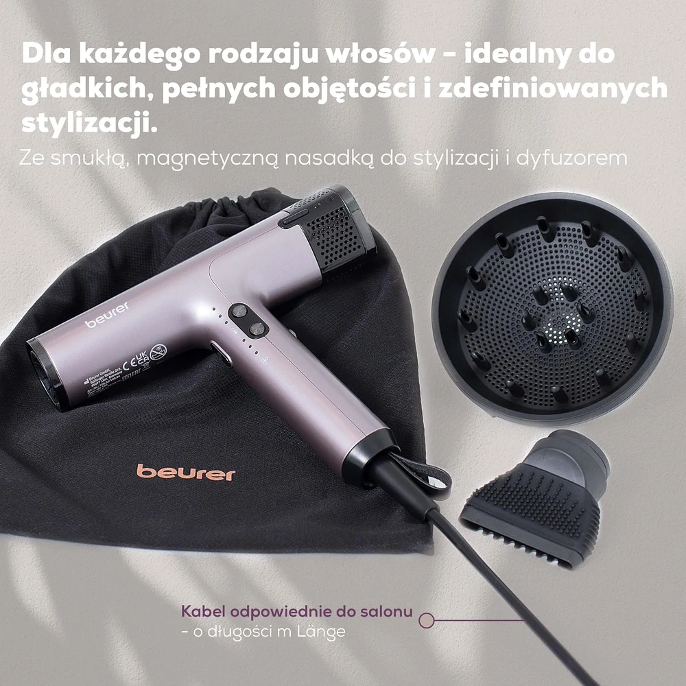 Sveikata ir asmeninė priežiūra - Beurer Plaukų džiovintuvas HC 100 1700W Metal Pilkas