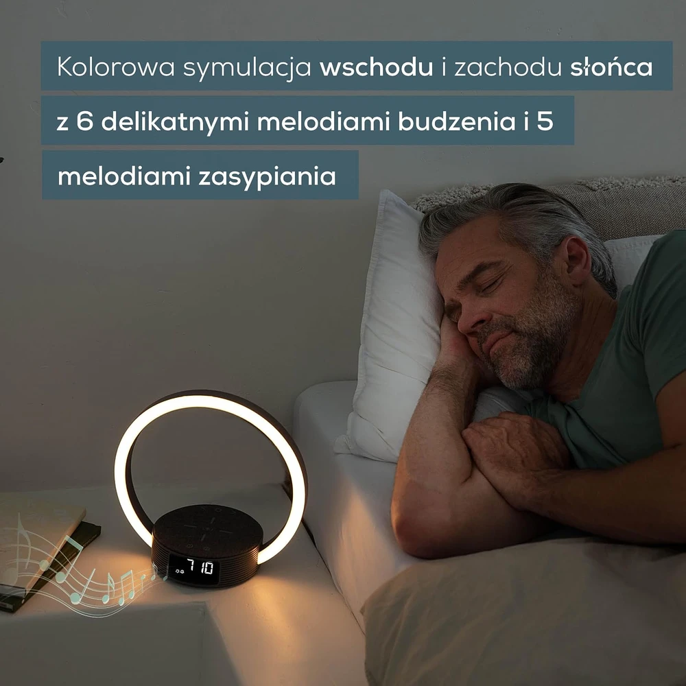 Beurer šviesinis žadintuvas su Qi belaidžiu 10 W įkrovimu ir LED naktine lempa WL 65